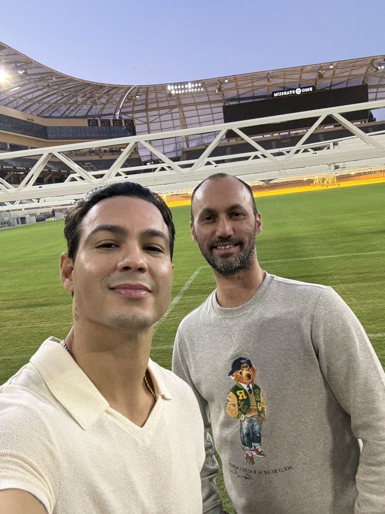 Ray Diaz and Dan Fleyshman on the field at BMO Stadium