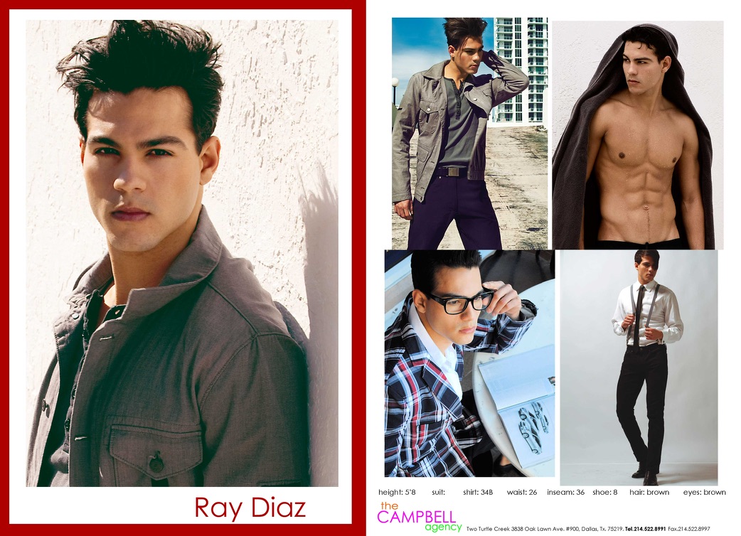 Ray Diaz modeling comp card with five looks